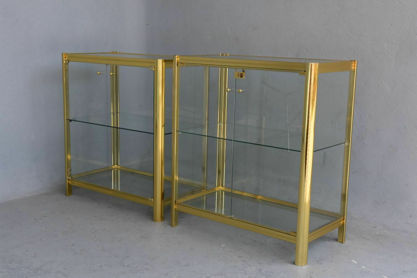 Vintage Chrome And Gold Metal Designer Display Cases (Fake Pair) photo for sale