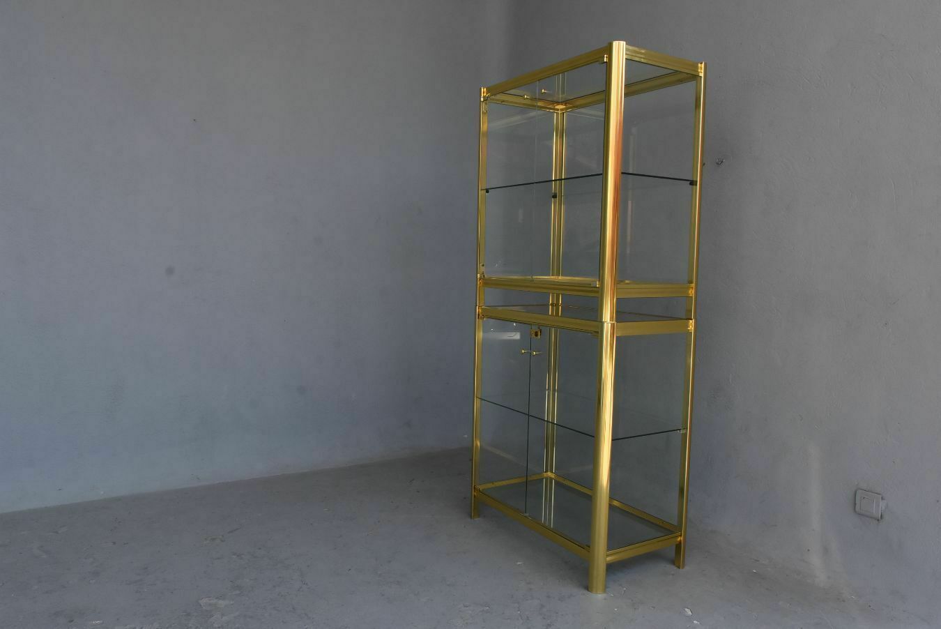 photo vintage Vintage Chrome And Gold Metal Designer Display Cases (Fake Pair)