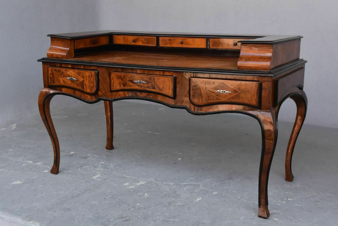 Louis XV Tiered Walnut Desk By Jf Hache, 18th Century photo for sale