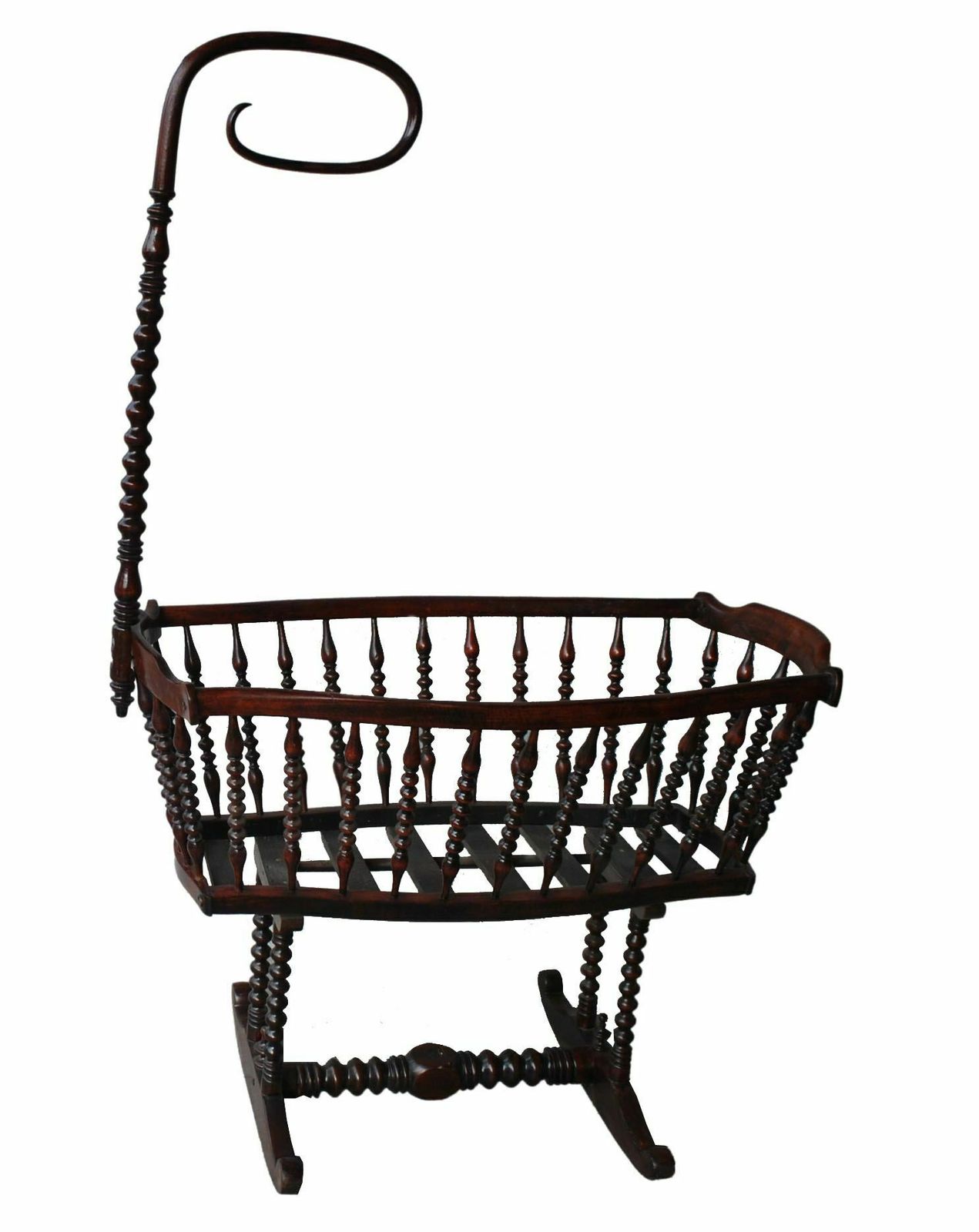 Old Cradle In Mahogany Stained Exotic Wood