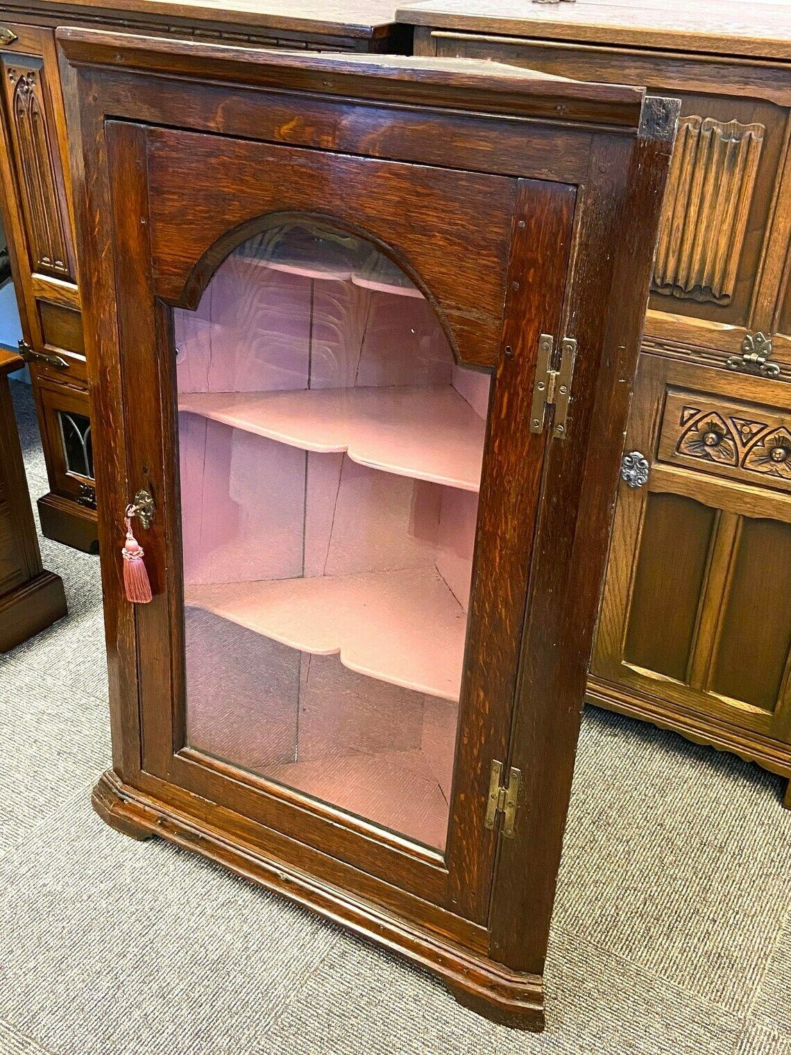 photo for sale Antique Georgian Glazed Corner Cabinet Made In England C1780