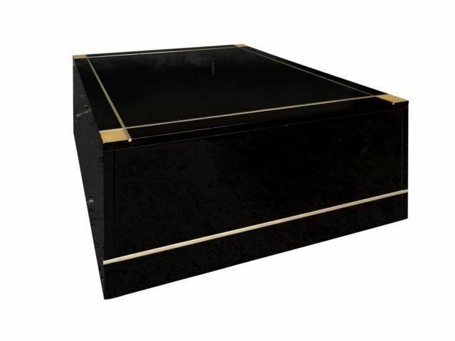 Designer Black Lacquer And Talossel End Table