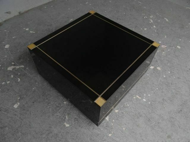 Designer Black Lacquer And Talossel End Table photo vintage