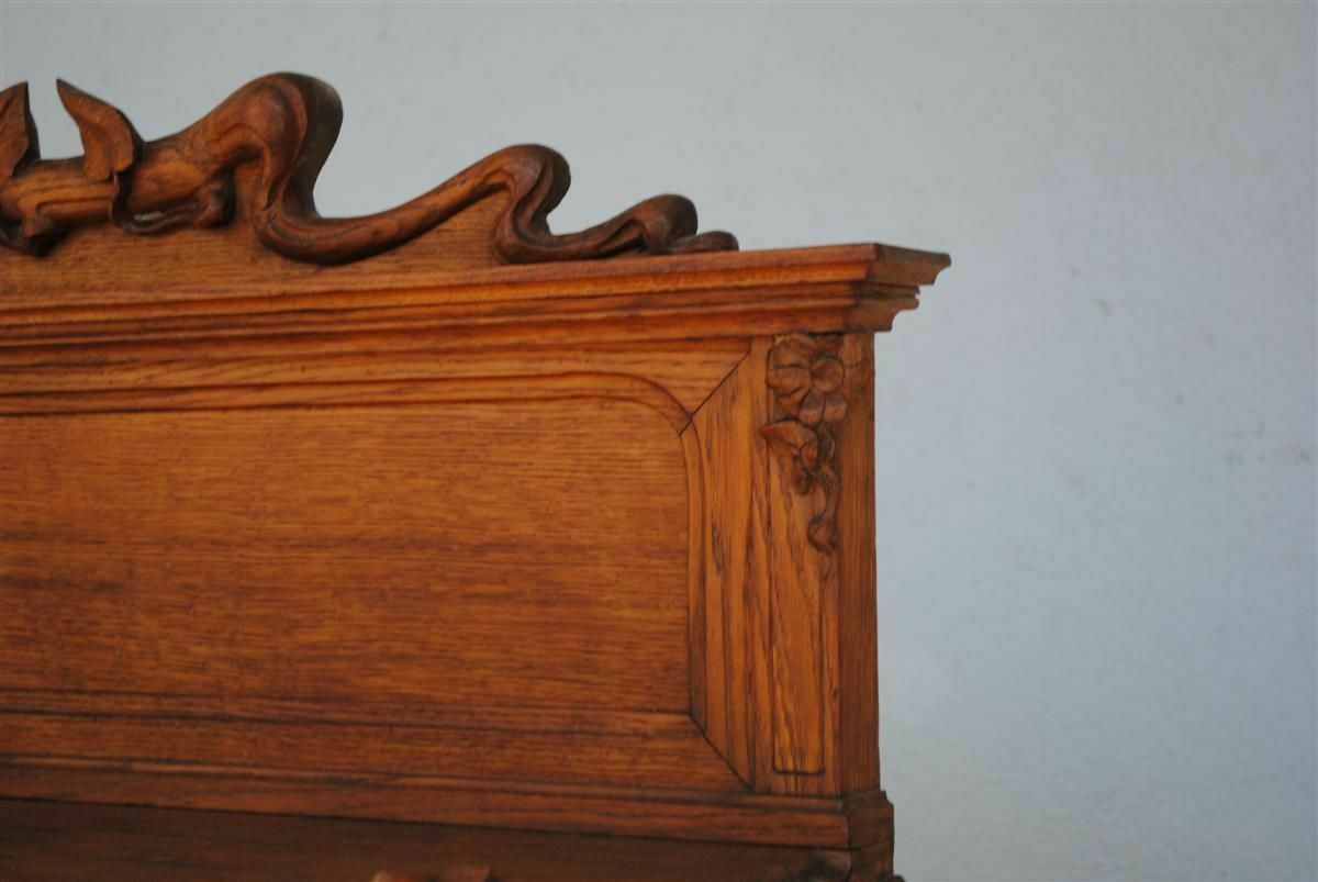 photo vinterior Art Nouveau Oak Server With Herons