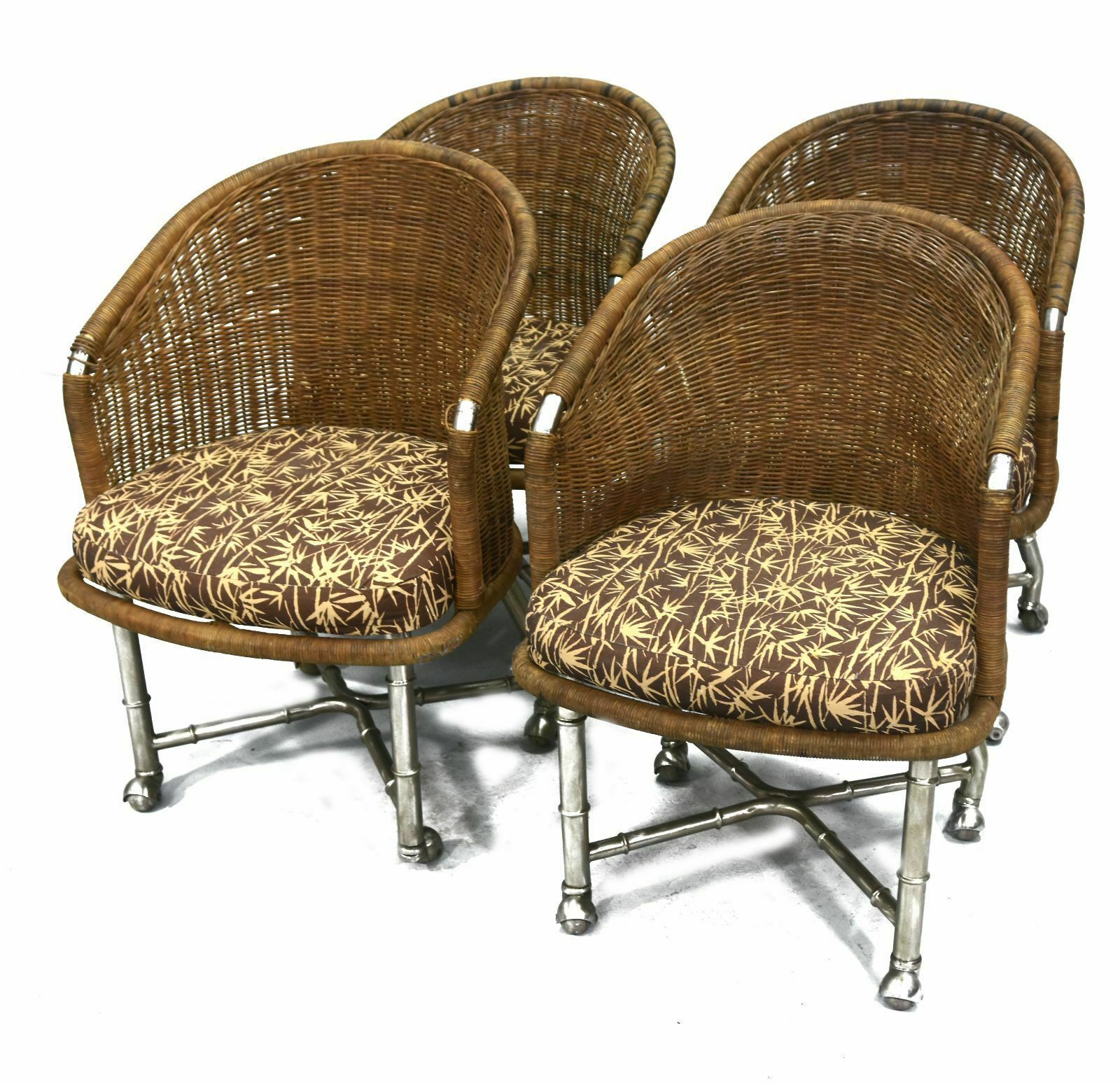 Armchairs With Faux Bamboo Base (Set Of 4)