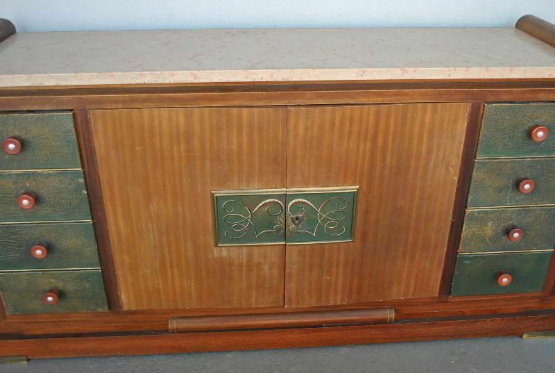Sideboard 1940s Rosewood Top Travertine églomisé Glass photo 3240.0