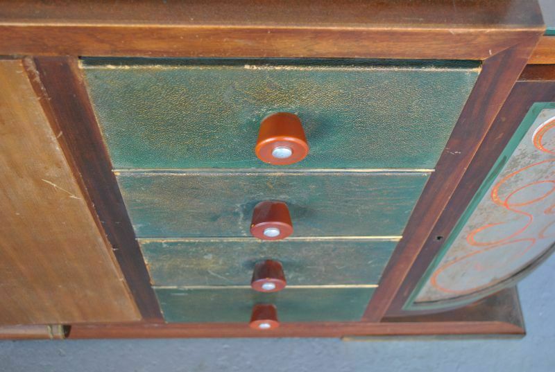 3240.0 Sideboard 1940s Rosewood Top Travertine églomisé Glass photo