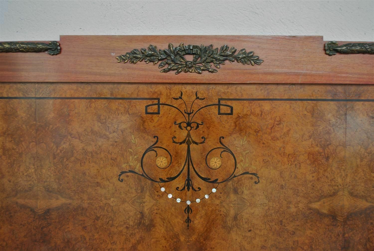 Art Deco Style Bed 1925 Burl Walnut With Bronzes photo 1728.0