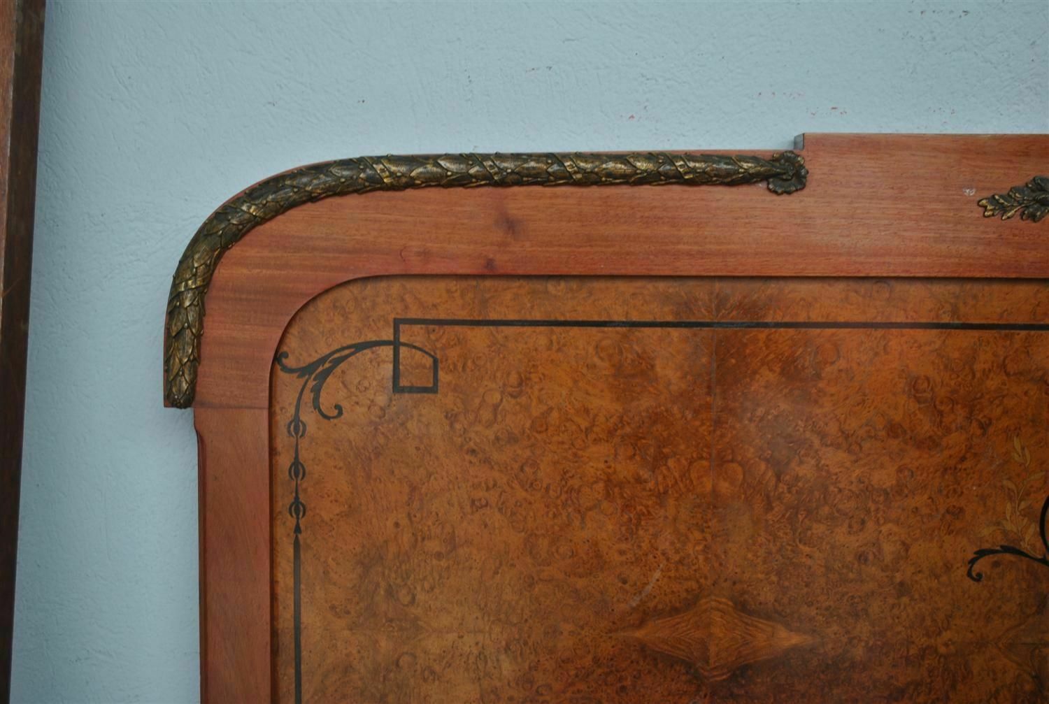 Art Deco Style Bed 1925 Burl Walnut With Bronzes photo vintage