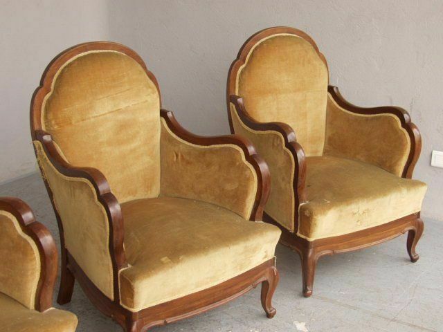 1920 Walnut Armchair (Set Of 4) photo vintage