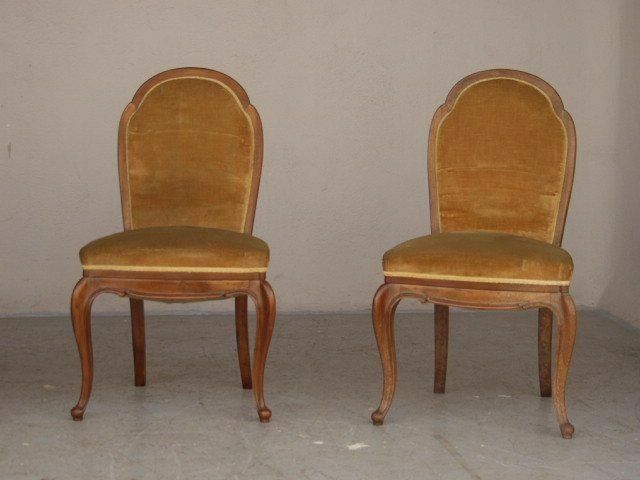 1920 Yellow Velvet Chairs (Set Of 4) photo for sale