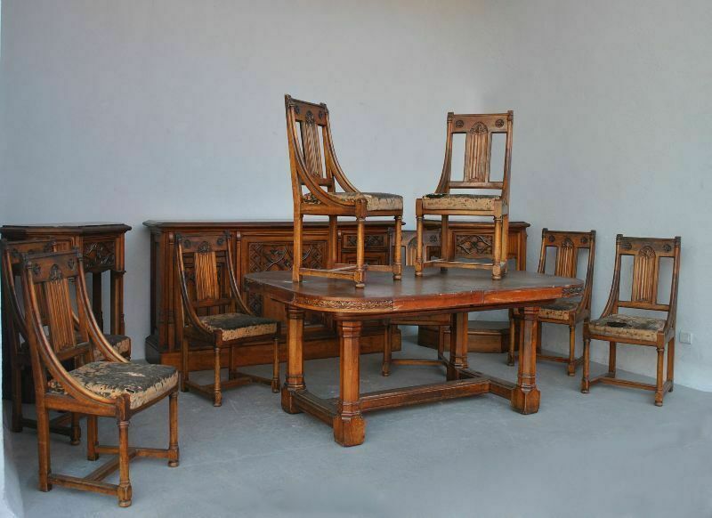 photo buy Gothic Style Walnut Dining Table