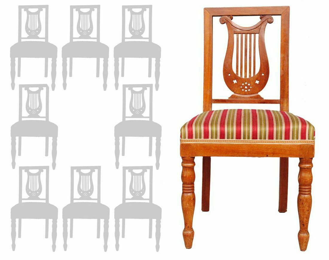 19th Century Lyre Restoration Chairs (Set Of 8)