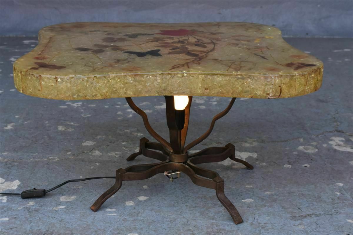 photo for sale 70s Resin Coffee Table Including Butterflies From Accolay