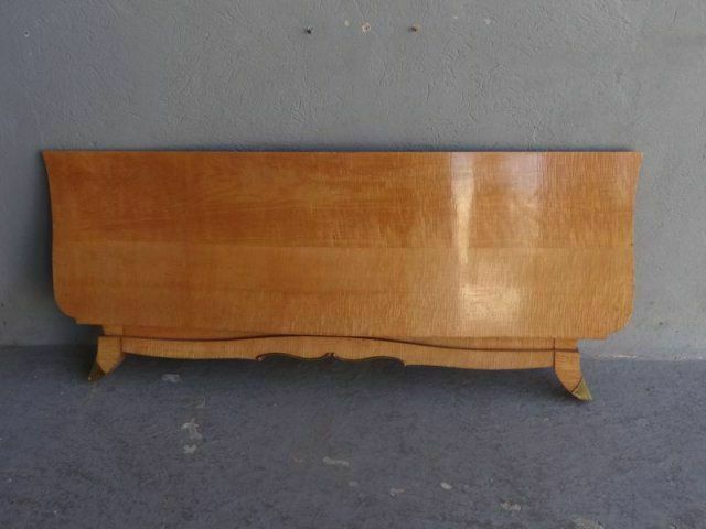594.0 1950s Maple Bed With Pink Fabric Top photo