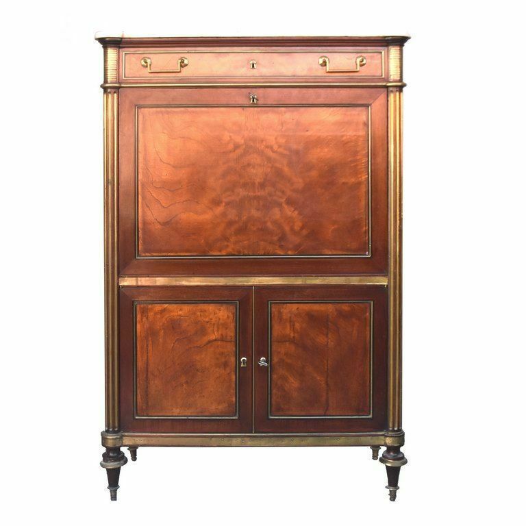 Door Secretary In Flamed Mahogany 18th Clover Locks