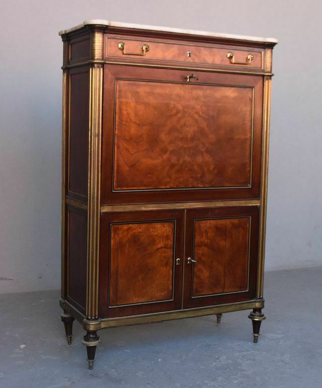 Door Secretary In Flamed Mahogany 18th Clover Locks photo furniture