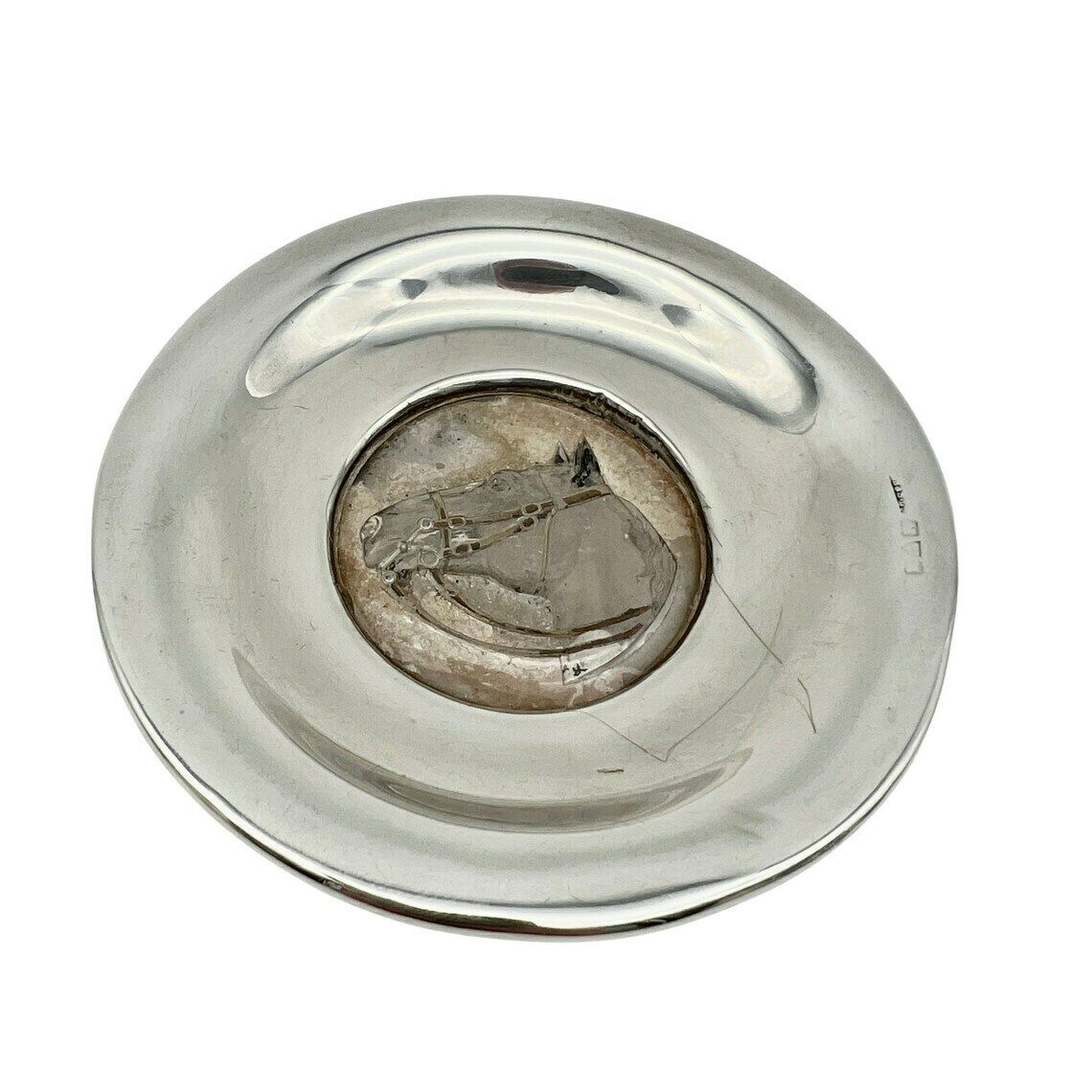 Antique Hallmarked Silver Dish With Horse Head In The Centre   S Blackensee & Sons Ltd Chester   Chester Races