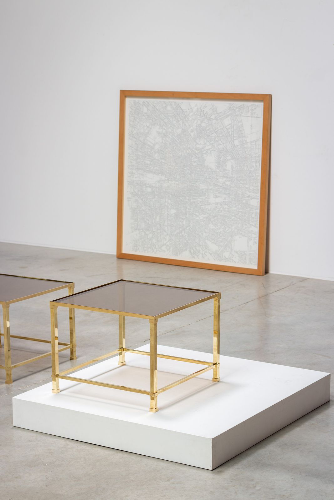 Pair Elegant French Brass Side Tables 1970 photo 1350.0