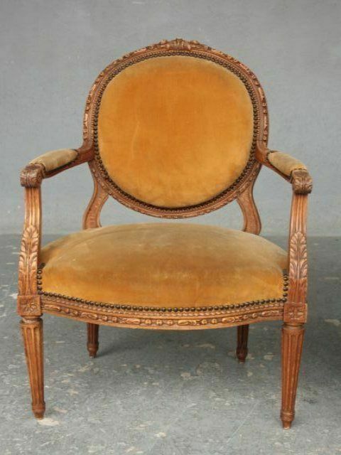 Louis XVI Velvet Beech Armchairs (Pair) photo Furniture
