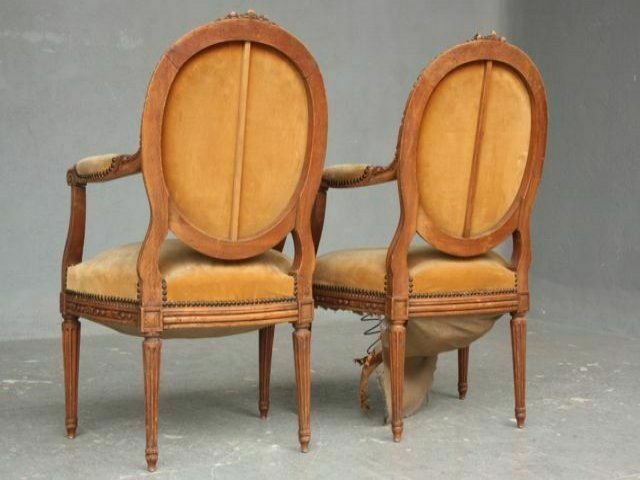 Louis XVI Velvet Beech Armchairs (Pair) photo buy