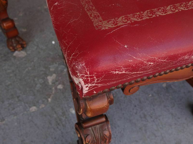 photo furniture Late 19th Century Red Leatherette Renaissance Style Chairs (Set Of 6)