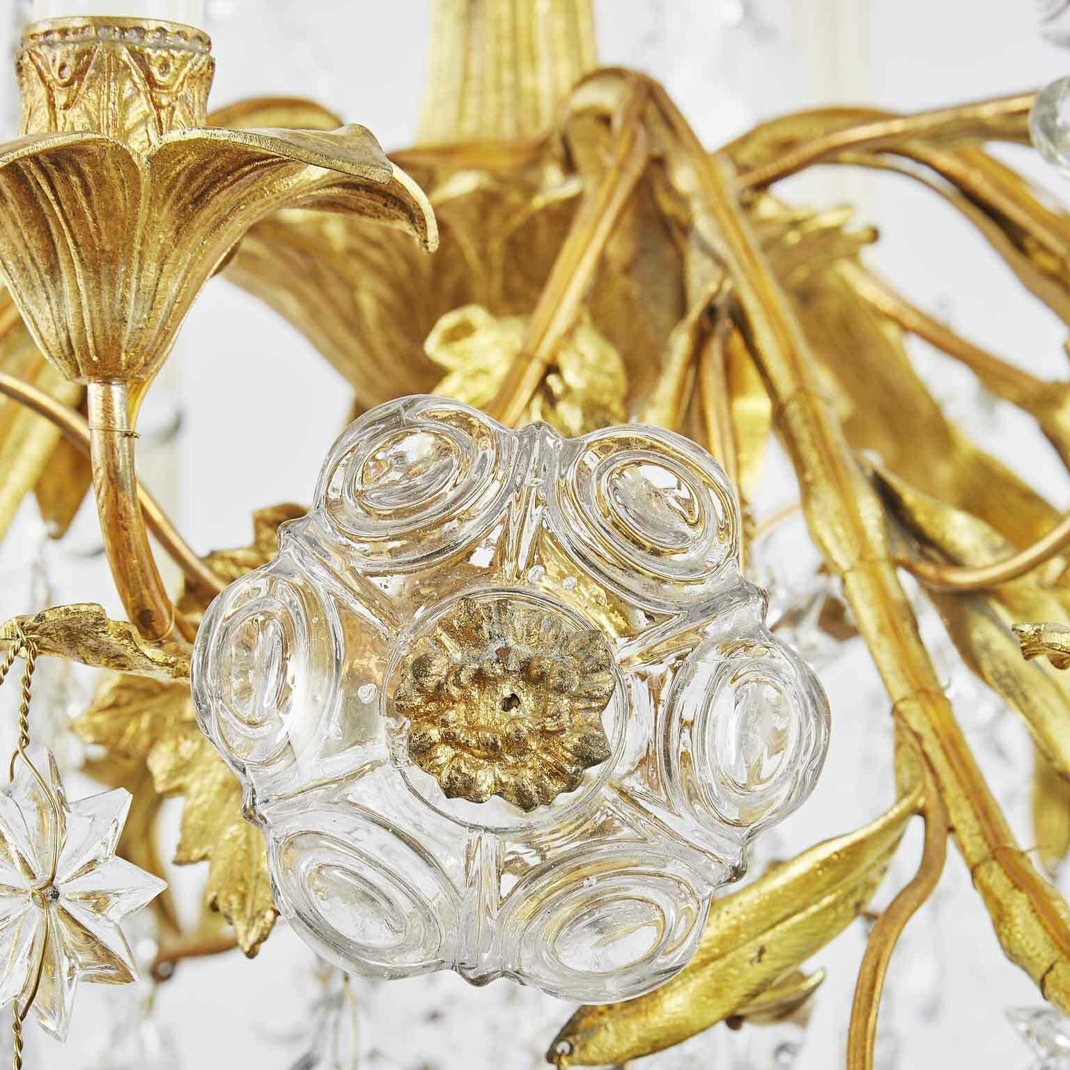 Antique French Golden Chandelier With Crystals photo Lighting
