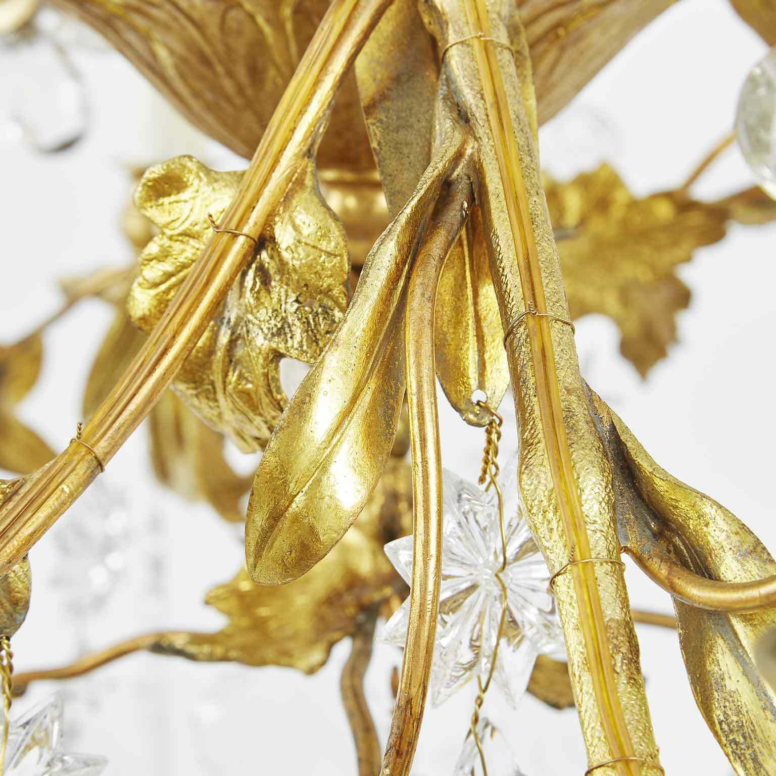 Antique French Golden Chandelier With Crystals photo vinterior