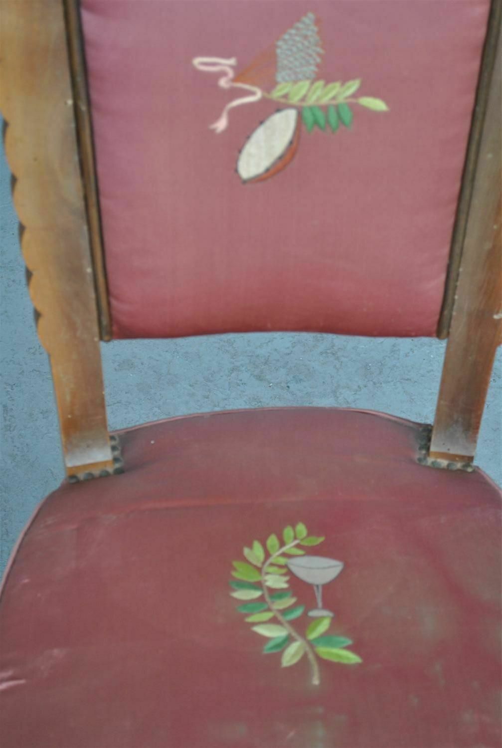 photo furniture 1940 Embroidered Pink Silk Chairs (Set Of 12)