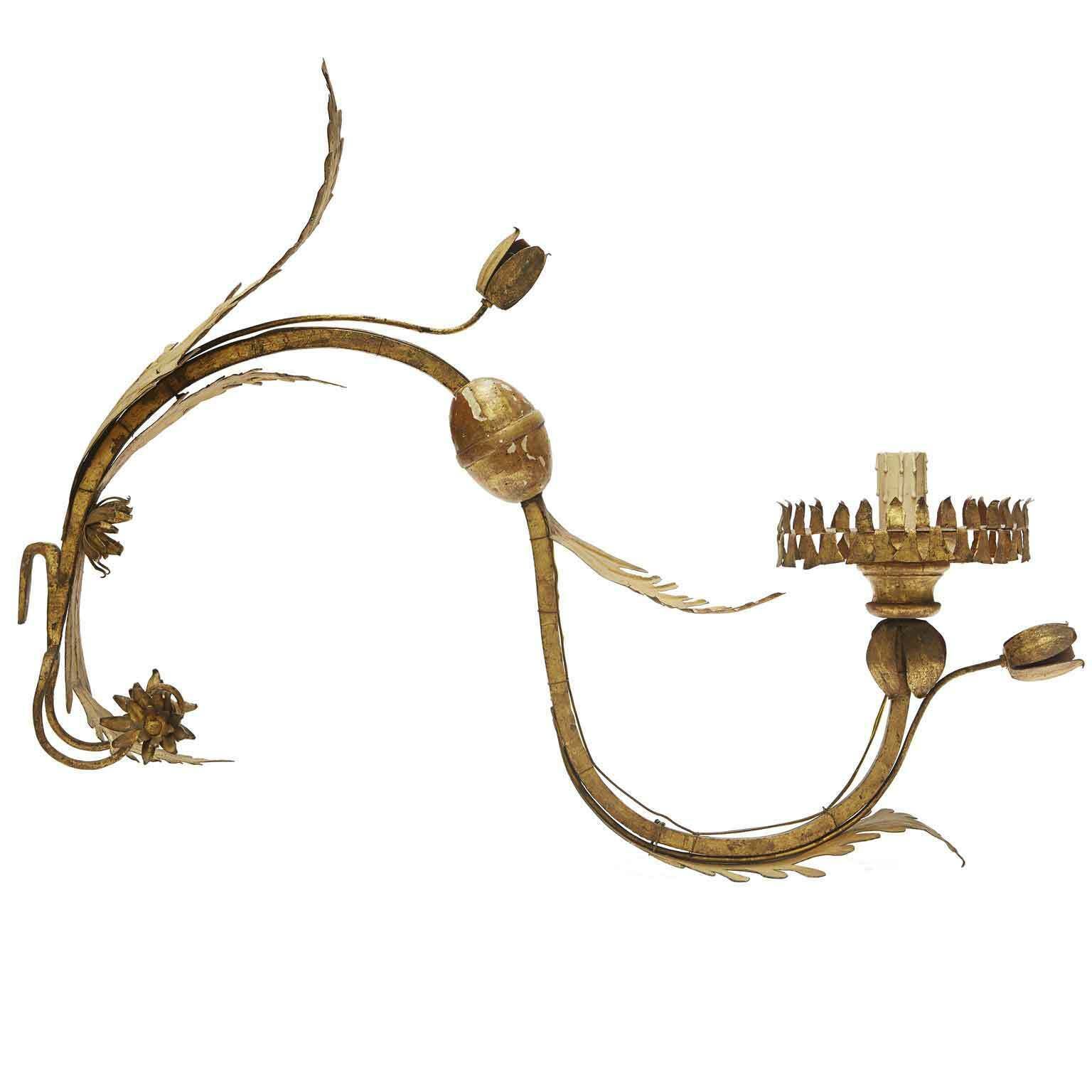 Three Golden Appliques 1700 Wrought Iron Candle Holder Arms With Foliage And Floral Motifs photo furniture