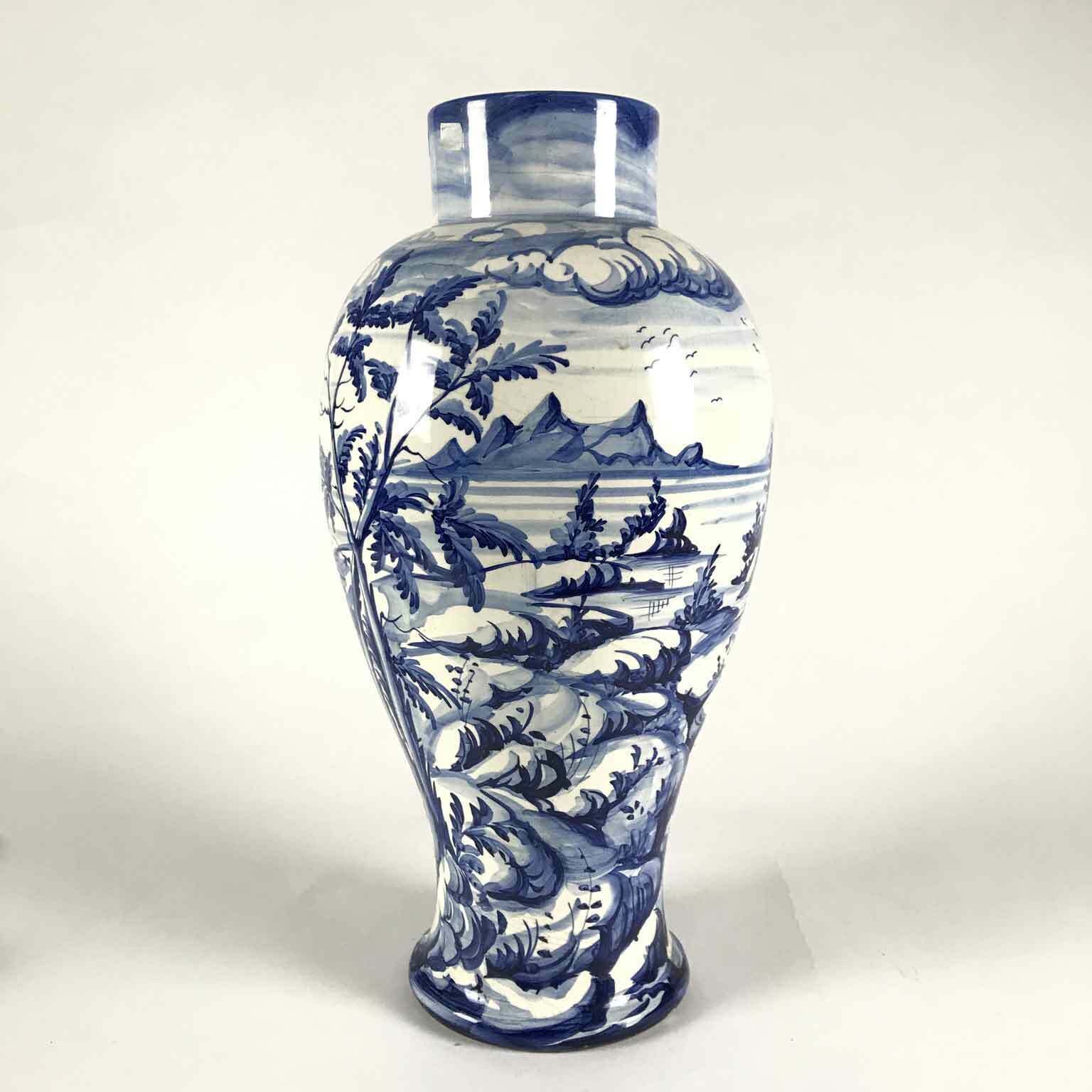 White Blue Ceramic Vase Taccini Family Vinci 1976 photo furniture