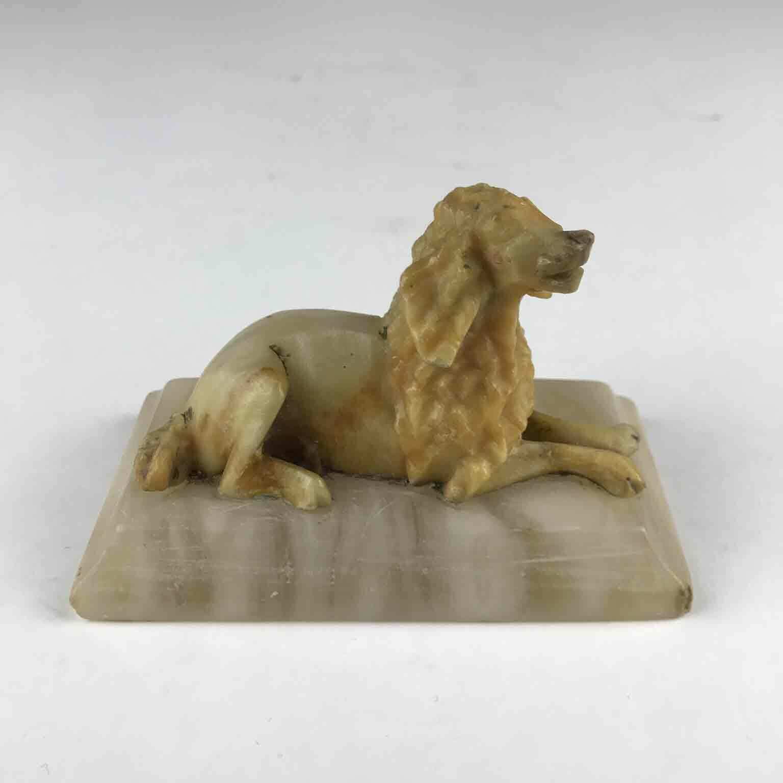 Breton Epagneul Sculpture In Carved Alabaster photo furniture