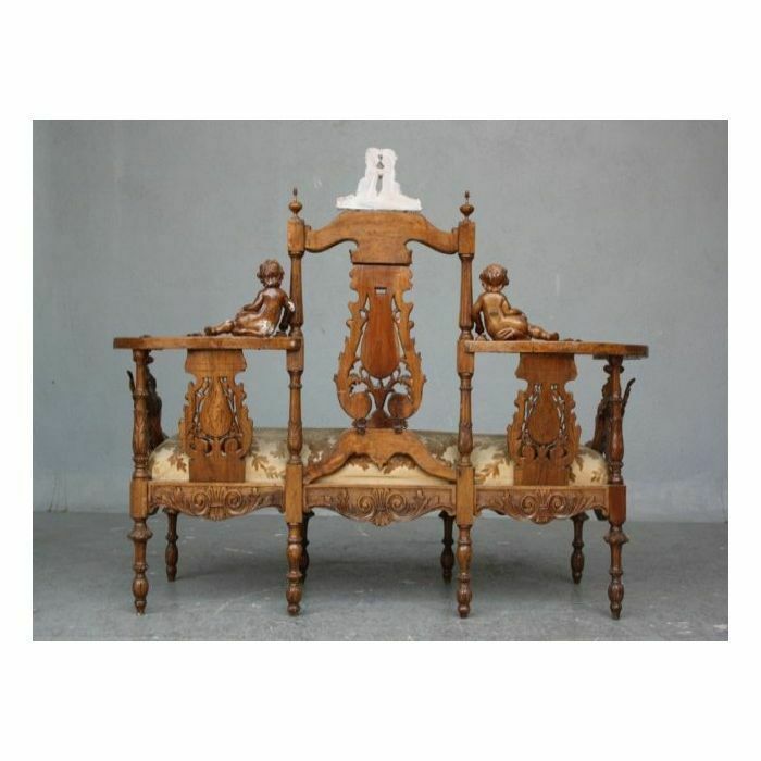 Carved Wooden Bench With Putti, 19th Century photo 5177.0