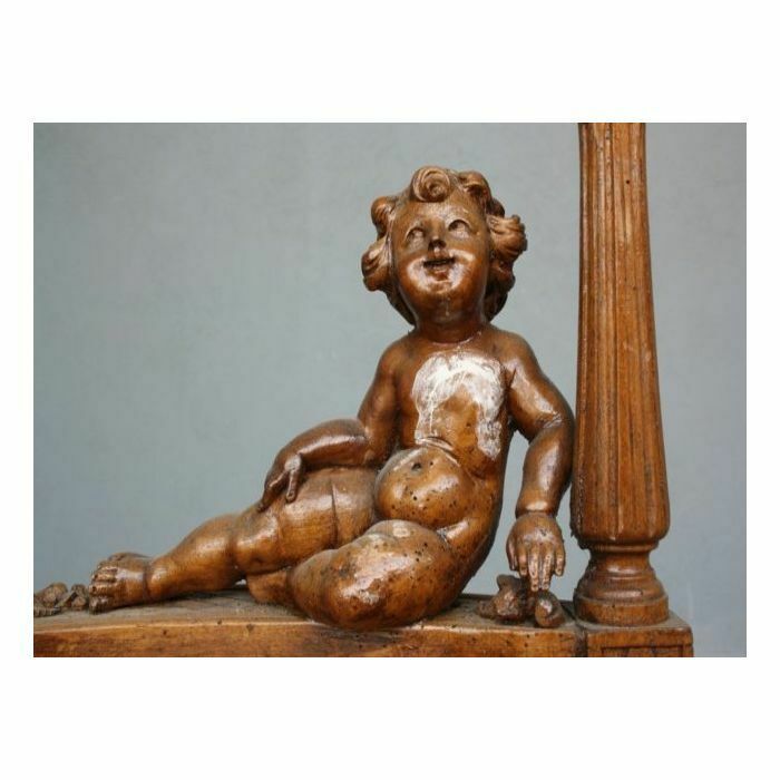 photo for sale Carved Wooden Bench With Putti, 19th Century