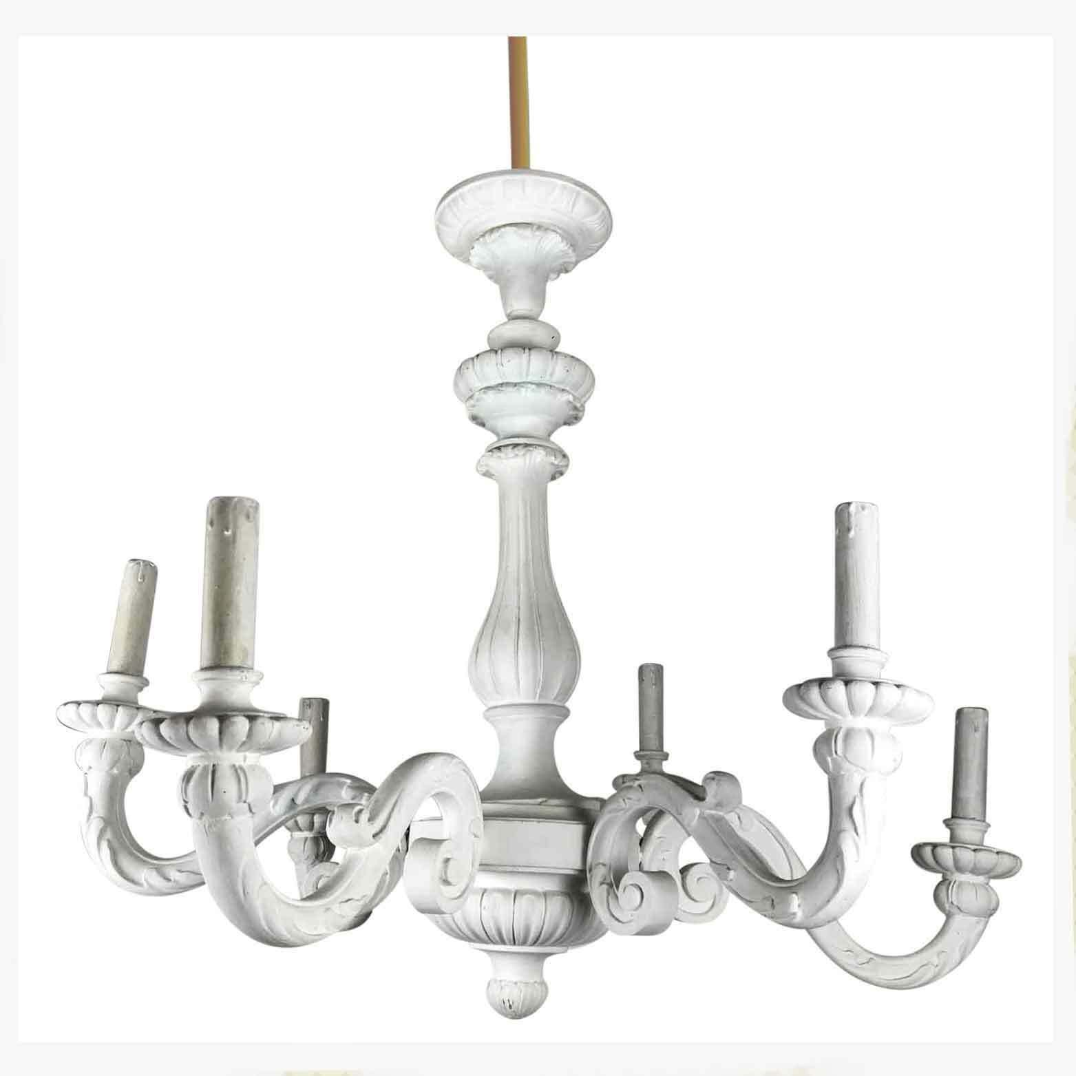 Antique Chandelier In White Lacquered Wood photo vinterior