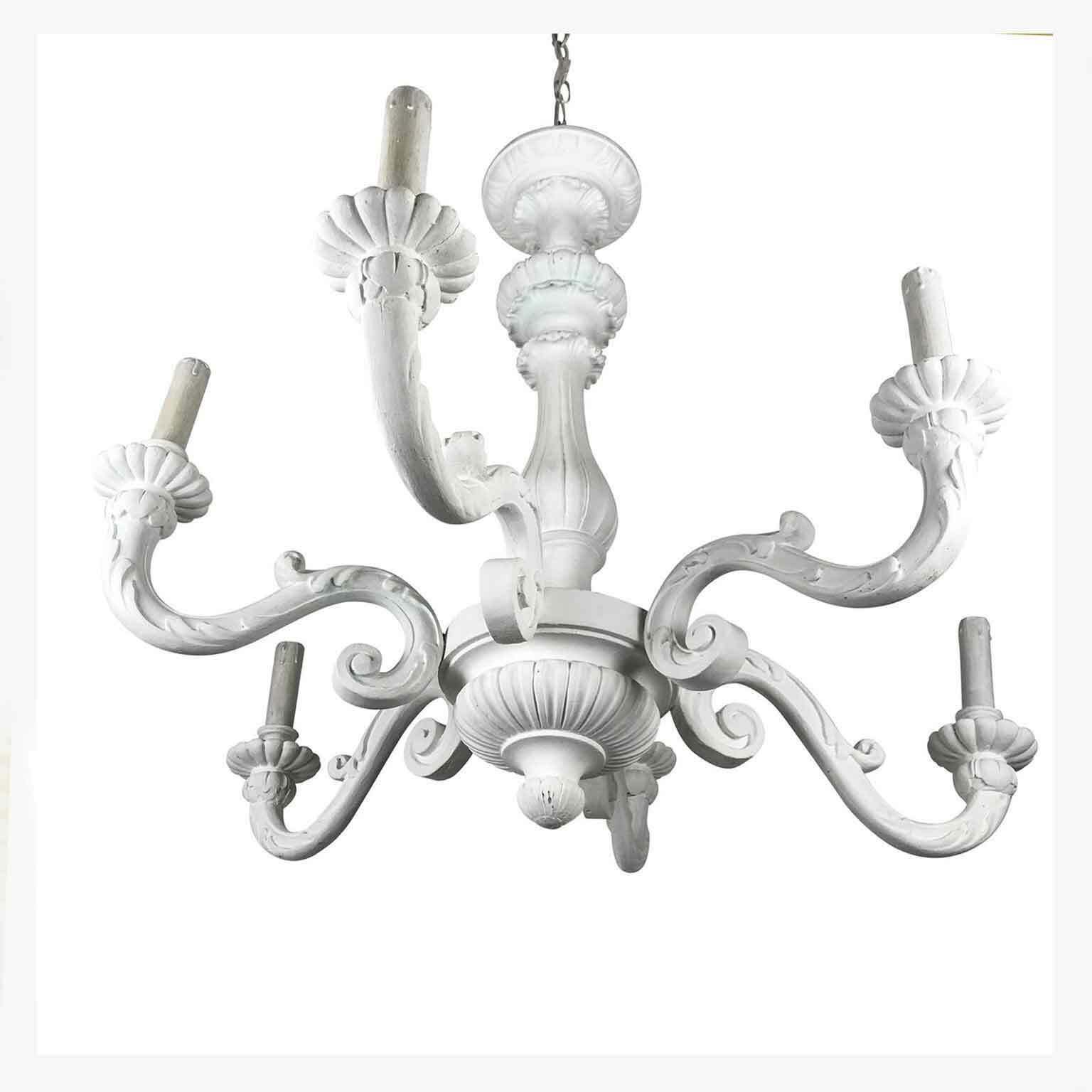 Antique Chandelier In White Lacquered Wood photo buy