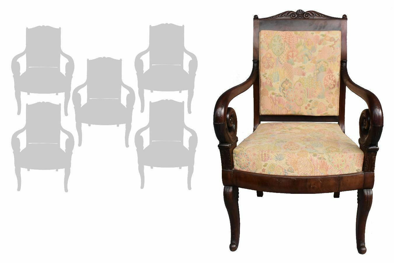 Restoration Armchairs With 19th Century Mahogany Stock (Set Of 5)