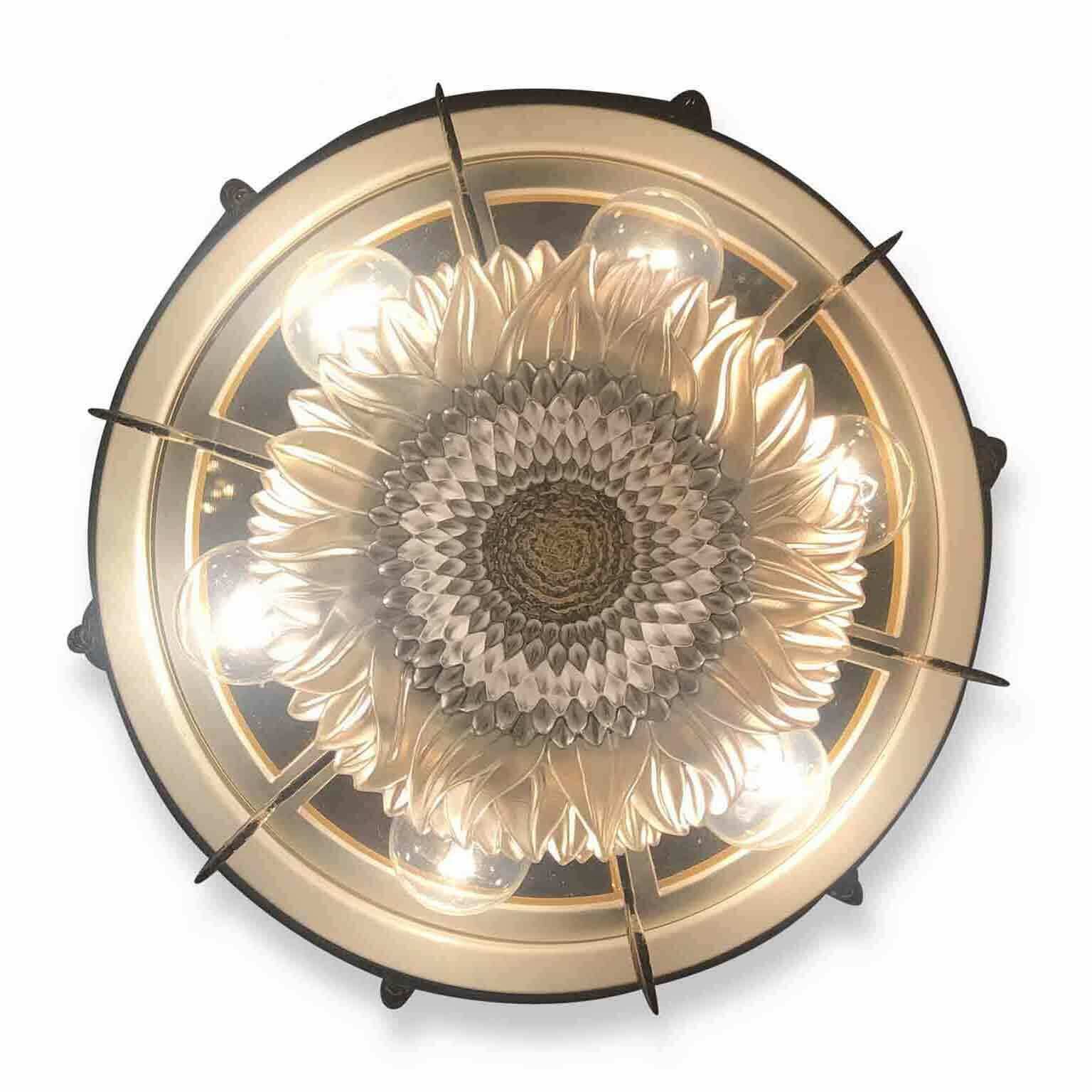 Ceiling Light Lacquered With Brass And Crystal photo vinterior