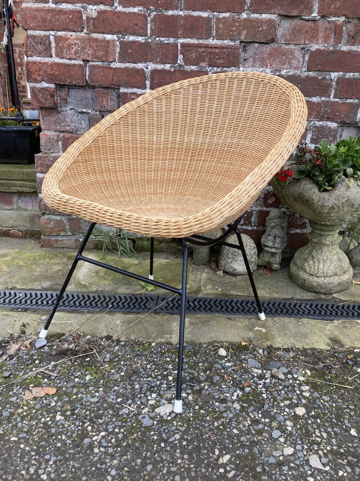 60s Italian Rattan Woven Tub Cocktail Chair photo Furniture