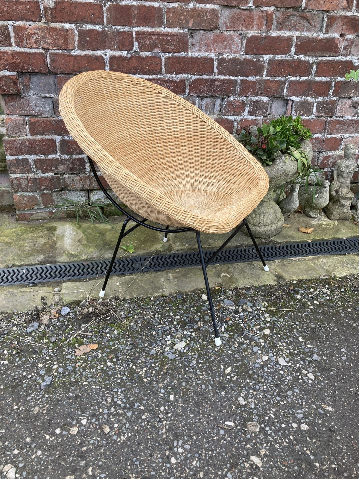 60s Italian Rattan Woven Tub Cocktail Chair photo vinterior