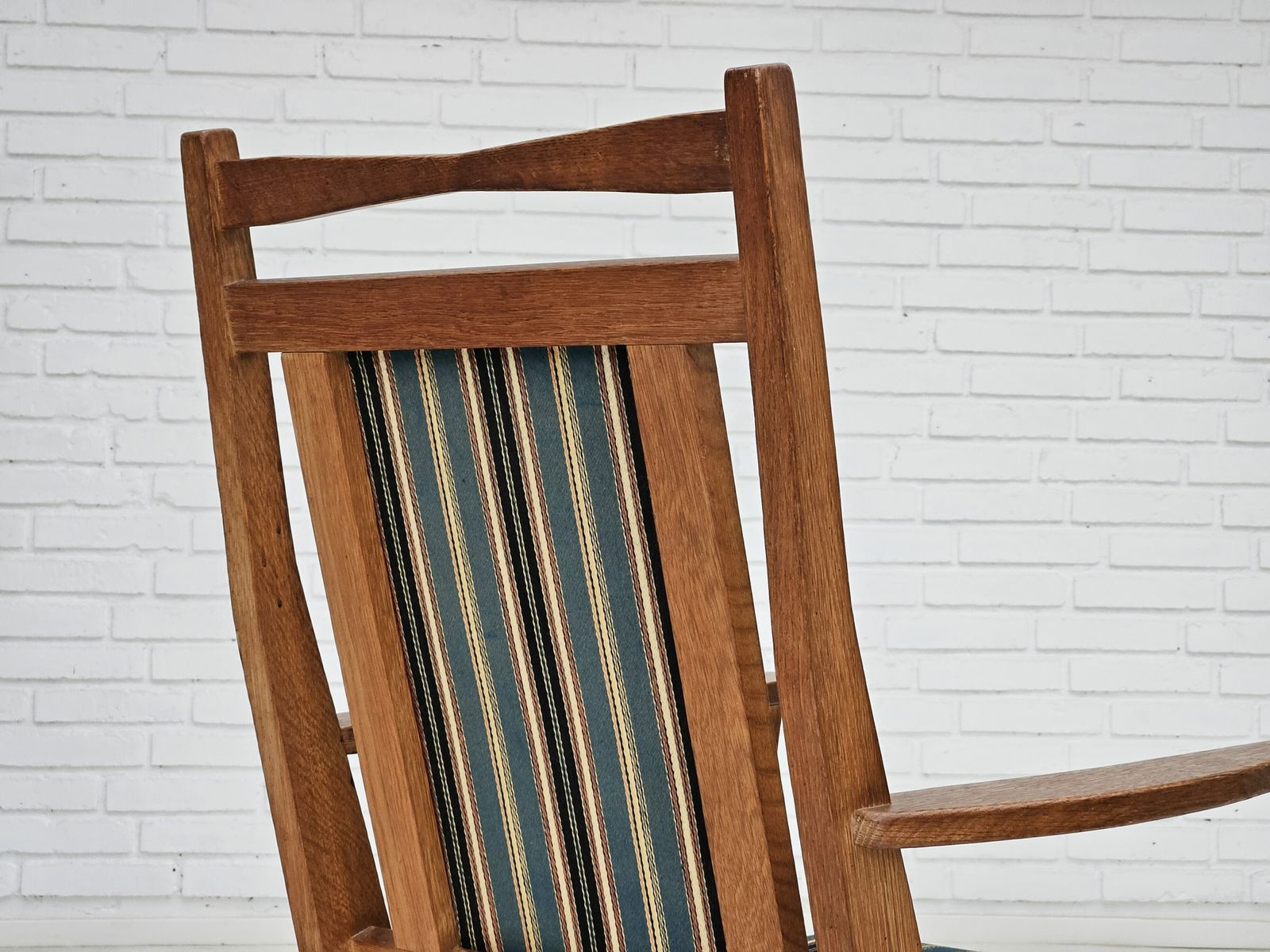 photo furniture 1950 60s, Danish Highback Rocking Chair In Original Very Good Condition.