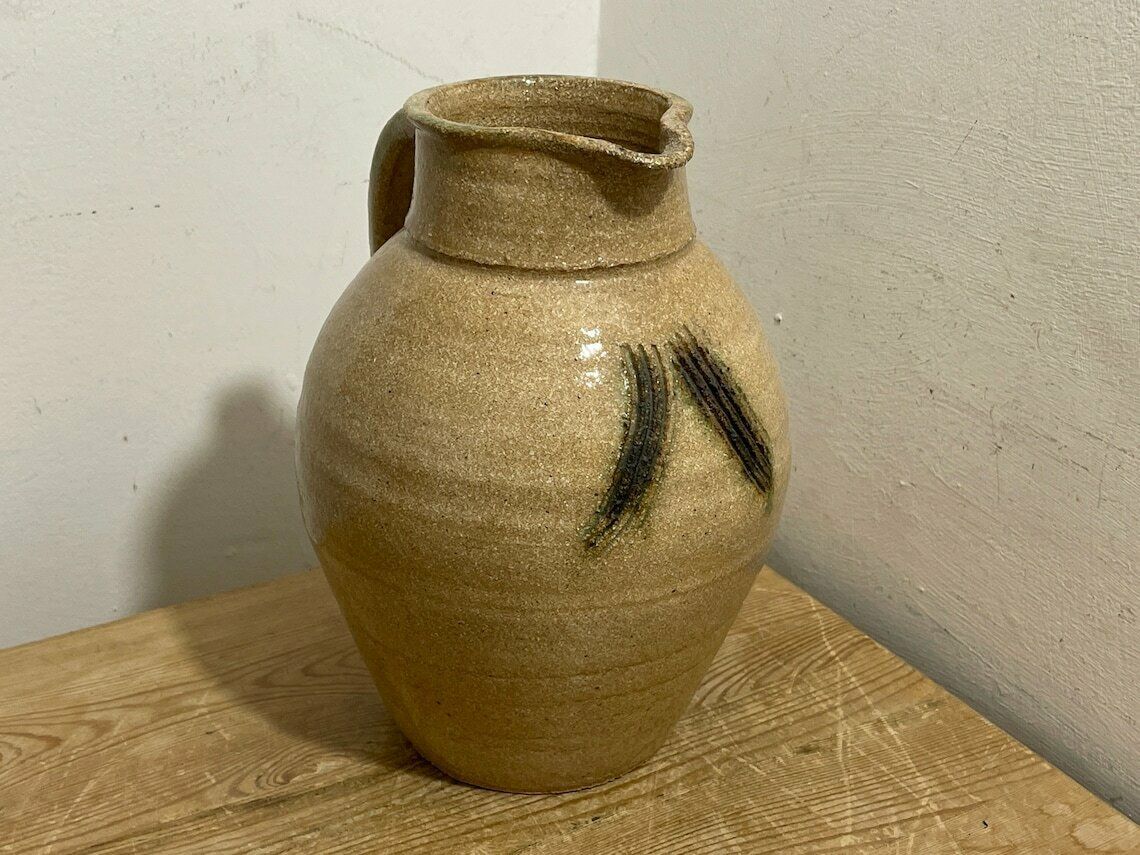 Vintage Large Artisan English Stoneware Jug