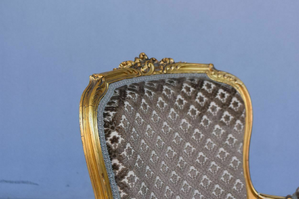 Louis XV Style Golden Wood Chairs Genoa Velvet (Pair) photo 1294.0