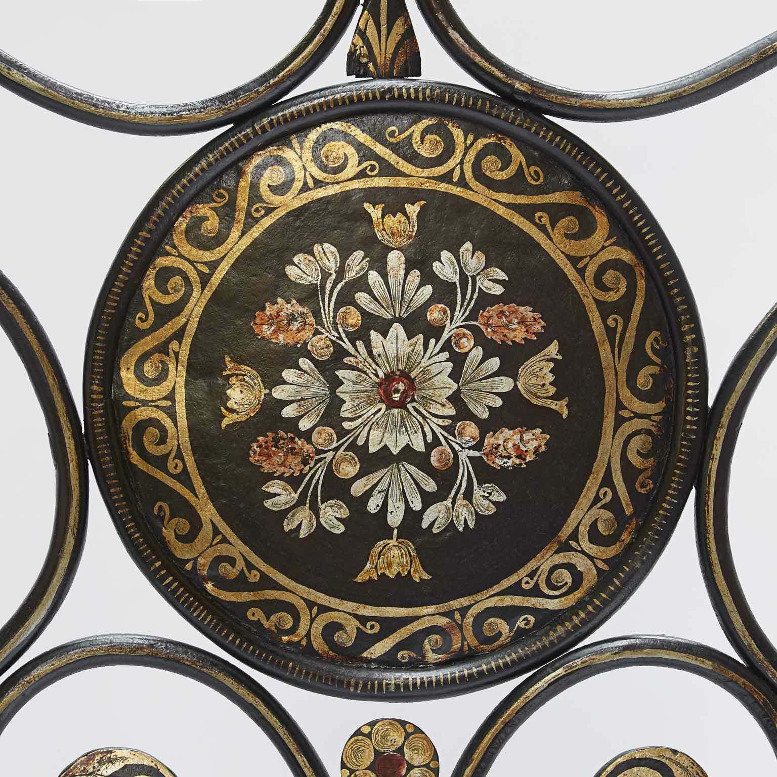 Genoese 1800 Wrought Iron Bed With Floral Painting photo Furniture