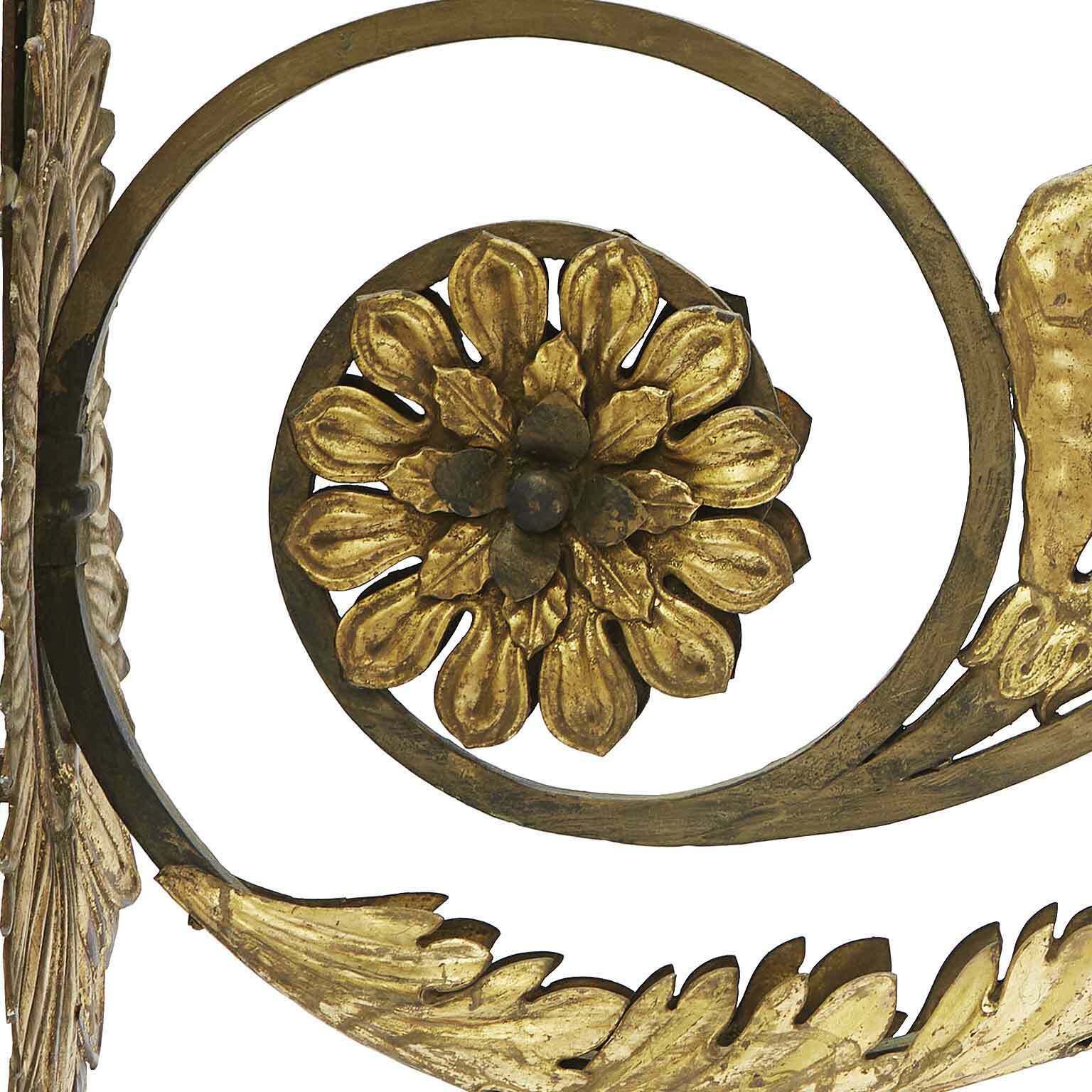Pair Of Large Golden Appliques With Flowers And Swirls 1700 Arms For Votive Lamps photo Home Decor