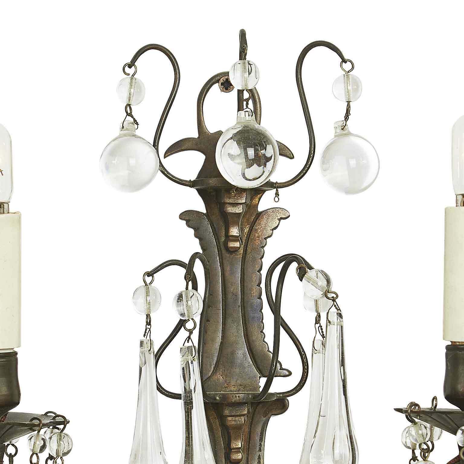 Pair Of Brass And Crystal Appliques From The Early 1900s photo 674.0