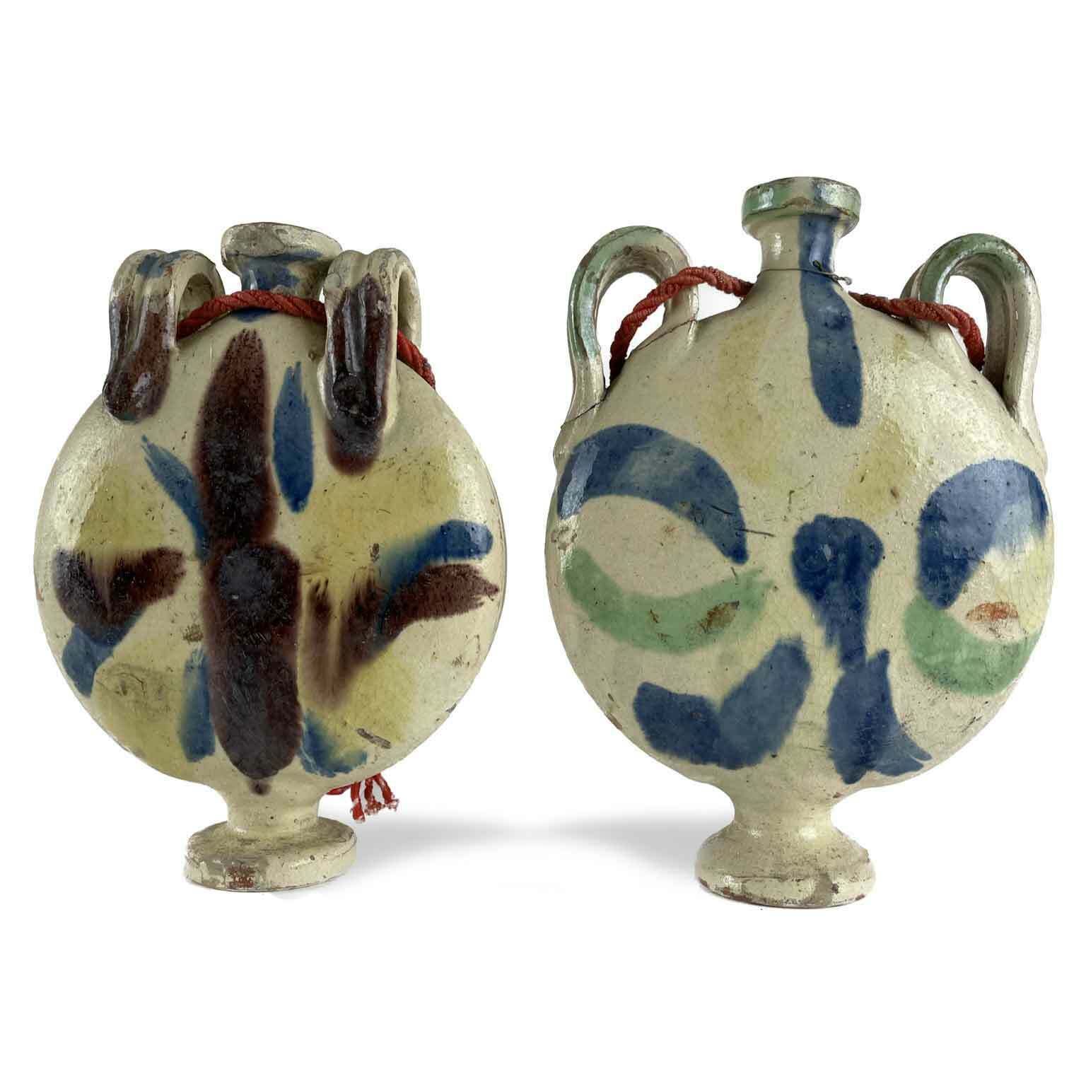 Pair Of Wanderer's Ceramic Water Bottles From The Late 19th Century