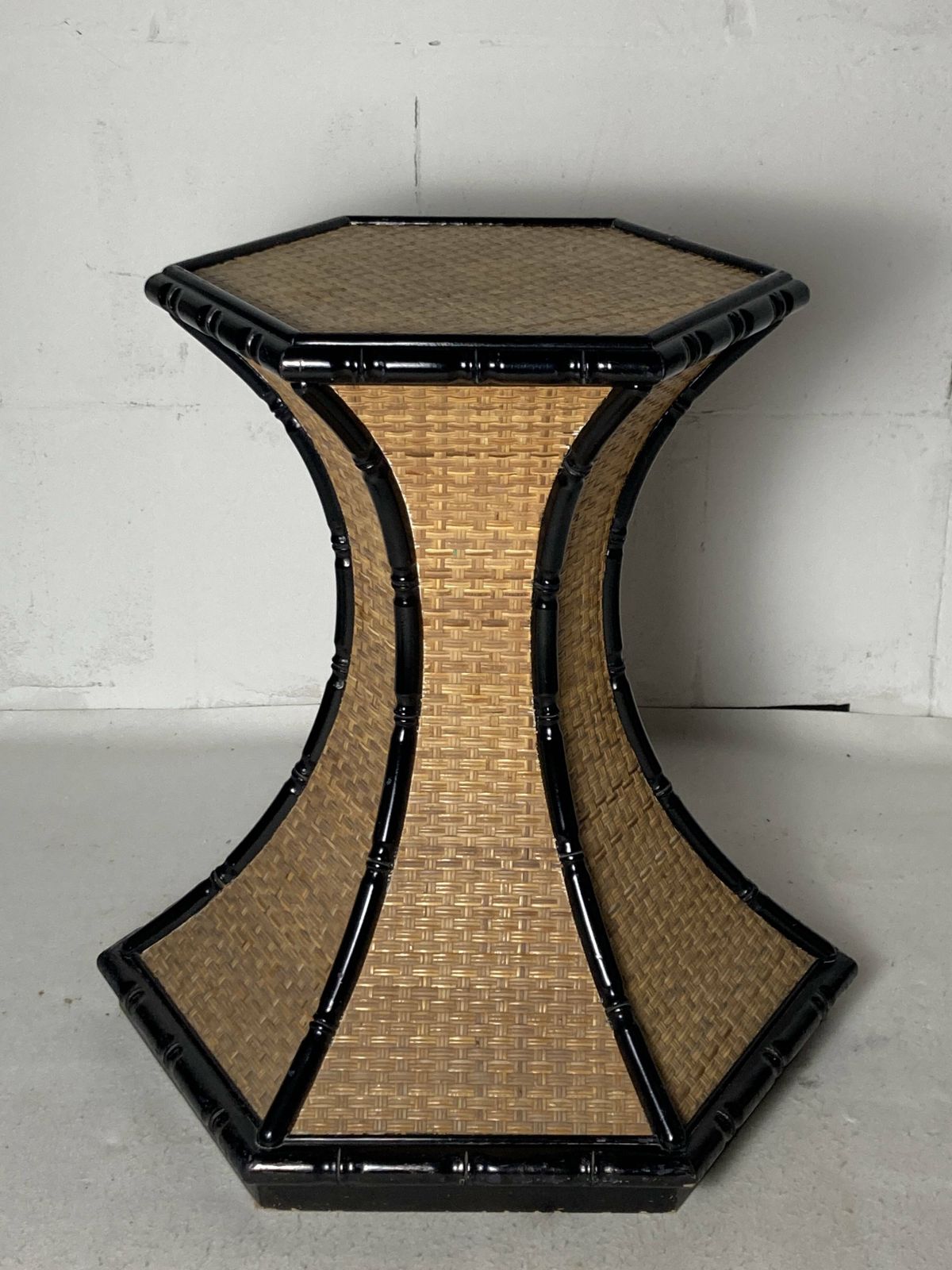 photo for sale Coastal Palm Regency Rattan Bamboo Side Table Or Dining Table Base France 1970s