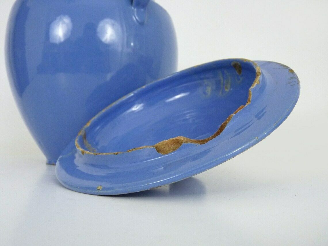 Rare Glazed Blue Confit Pot, South West Of France. Storage Jar. 19th Century Pyrenees photo vinterior
