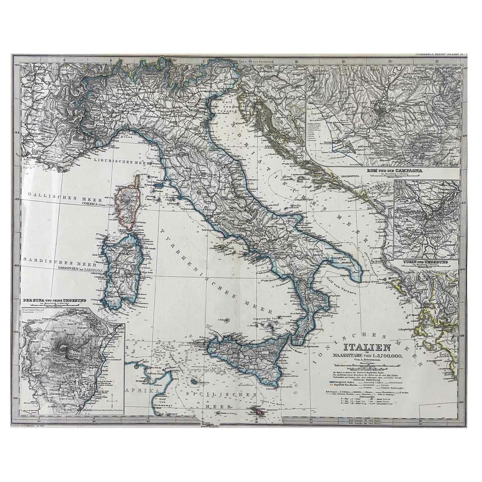 Augustus Pietermann Map Of Italy 1875
